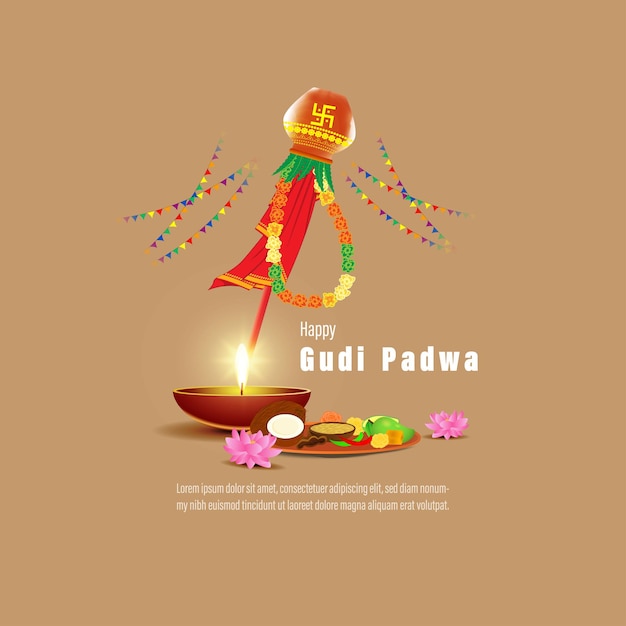 Vector illustratie concept van happy gudi padwa