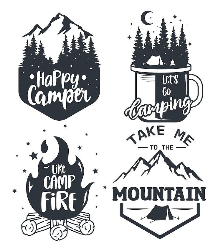 Vector vector illustratie concept voor zomerkamp voor t-shirt of logo camping