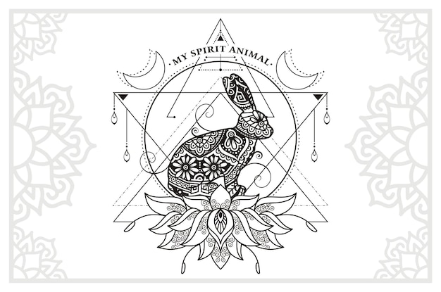 Vector vector illustratie decoratief dier op witte achtergrond, konijn mijn geest dier