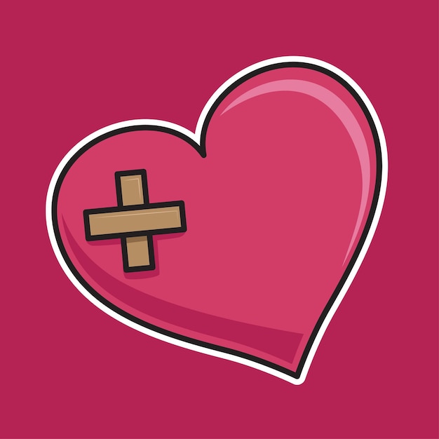 Vector illustratie gewonde hart sticker