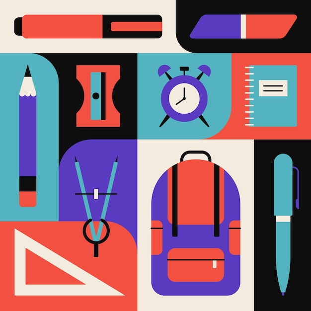 Vector vector illustratie icon set van school