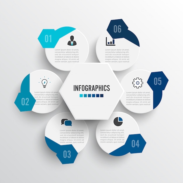 Vector illustratie infographics 6 opties. sjabloon