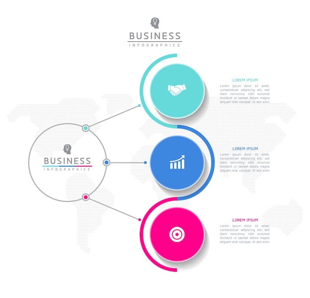 Vector illustratie infographics ontwerpsjabloon marketinginformatie met 3 opties of stappen