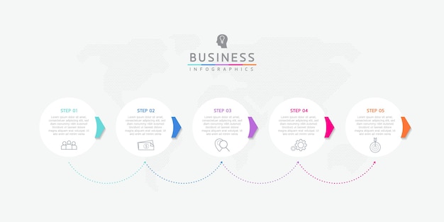 Vector illustratie infographics ontwerpsjabloon marketinginformatie met 5 opties of stappen