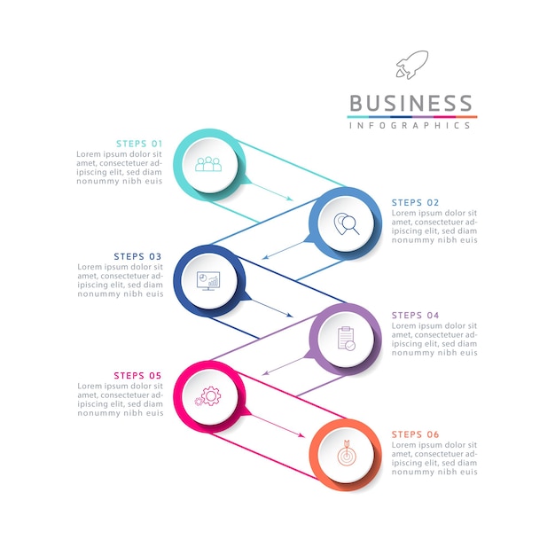 Vector illustratie infographics ontwerpsjabloon marketinginformatie met 6 opties of stappen