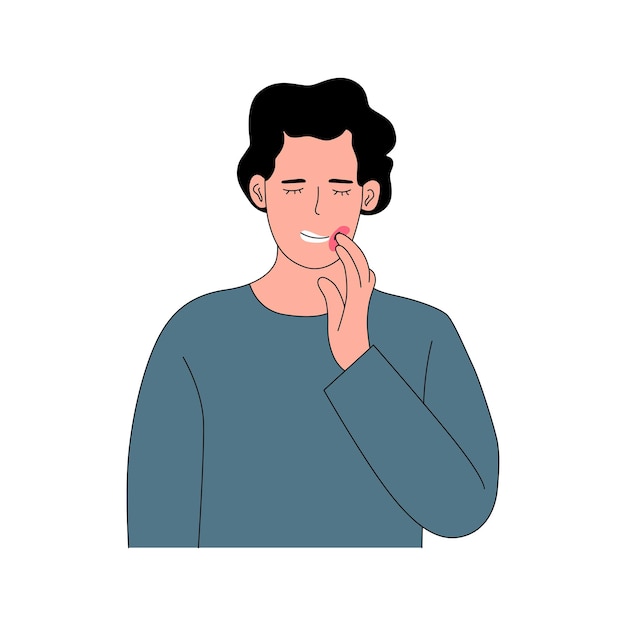 Vector illustratie jonge man lijdt aan tandpijn