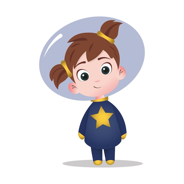 Vector illustratie klein meisje astronaut