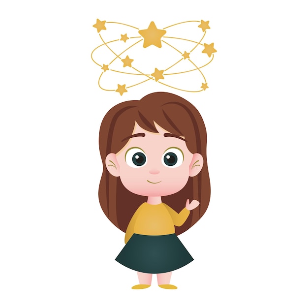 Vector illustratie klein meisje met sterren