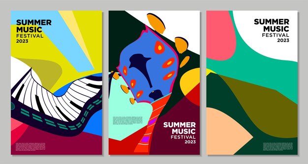 Vector illustratie kleurrijke zomer muziekfestival banner ontwerp