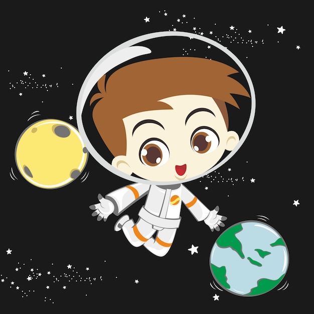 Vector illustratie kosmonaut jongen