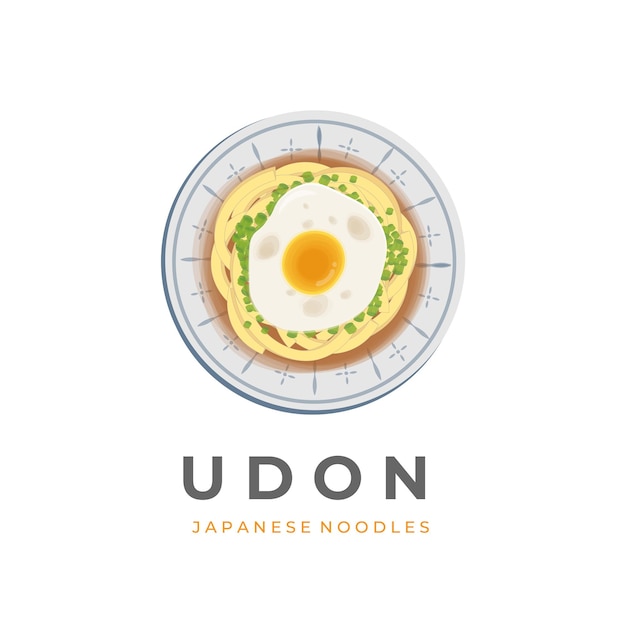 Vector Illustratie Logo Udon Met Ei In Een Kom