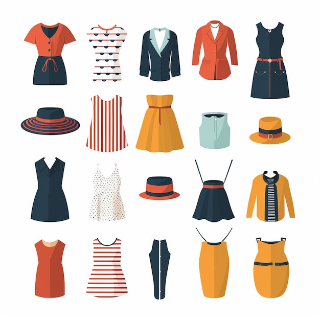 vector illustratie meisje mode collectie kleding set cartoon kleding kleding jurk gr