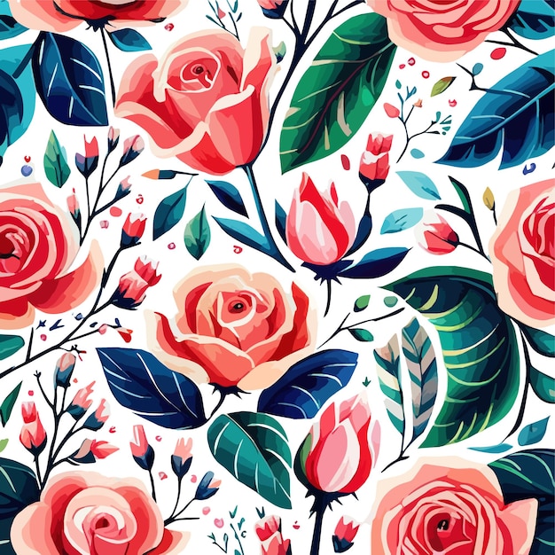 Vector illustratie naadloos patroon met grote rozen bloemen ornament op een witte achtergrond patroon