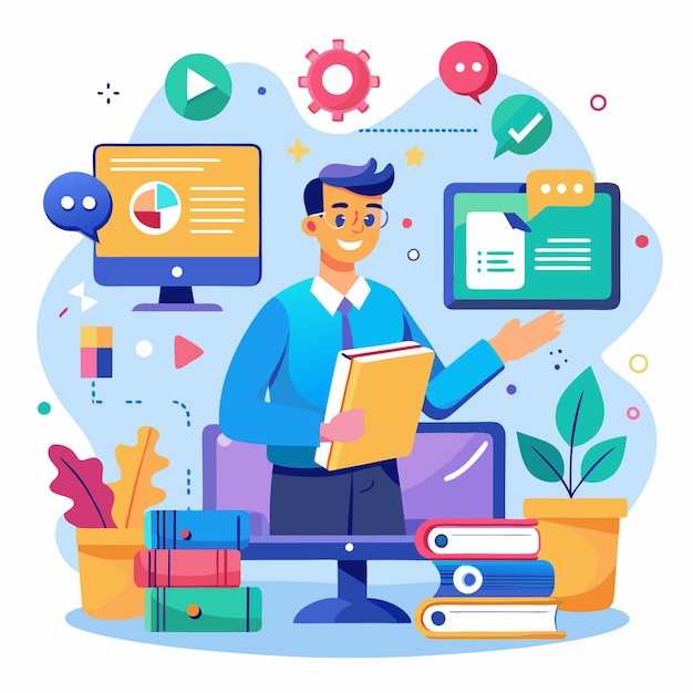Vector illustratie online leren onderwijs tutorials concept