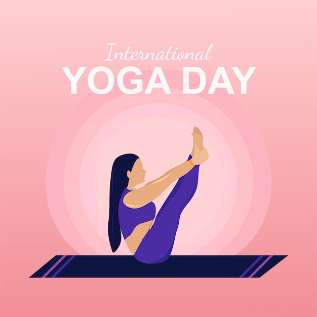 Vector illustratie ontwerp een vrouwelijke yoga lichaamshouding Internationale yoga dag