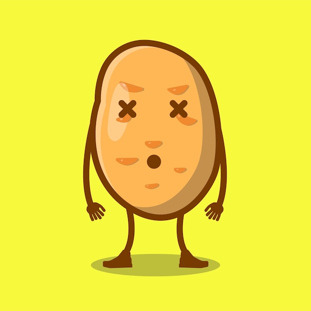 Vector illustratie ontwerp van een heerlijk duizelig handgetekend schattig aardappelkarakter
