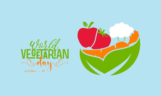 Vector illustratie ontwerpconcept van wereld vegetarische dag waargenomen op elke 1st oktober