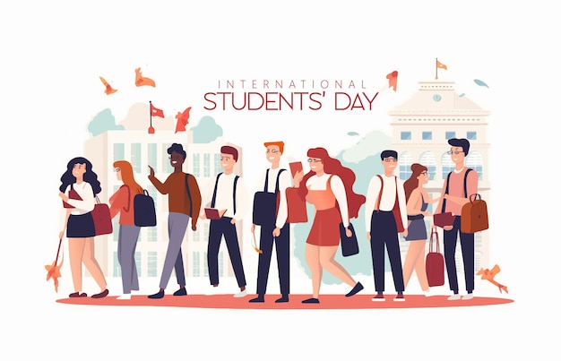 Vector illustratie ontwerpconcept van wereldstudentendag waargenomen op 15 oktober