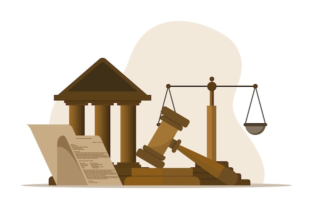 vector illustratie over Concept en juridisch advies consultatie of wet en justitie scène