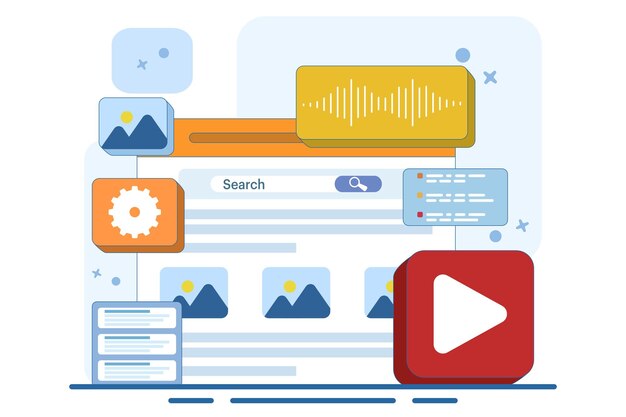 vector illustratie over Concept of Search Engine resultaten weergegeven in een web browser