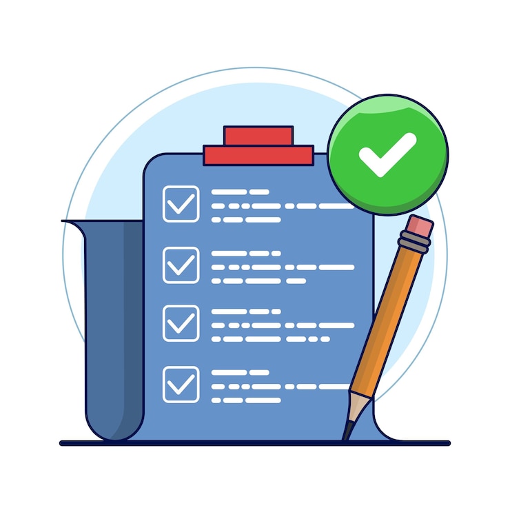 Vector vector illustratie over concept van school examen resultaten of interview wervingsdocument formulier