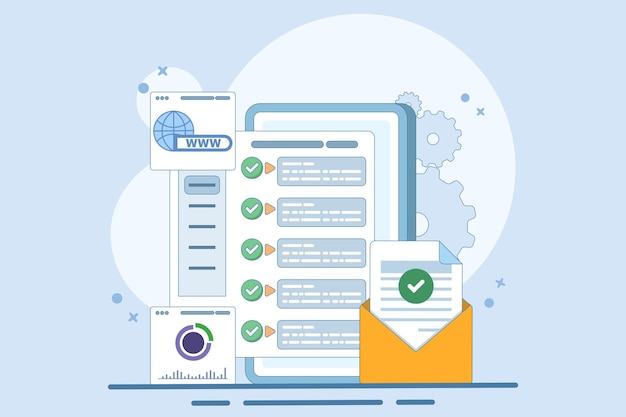 vector illustratie over Web UI Interface of Data analyse of SEO Optimization dashboard
