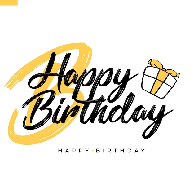 Vector vector illustratie penseel letters van happy birthday typografie ontwerp greetings card