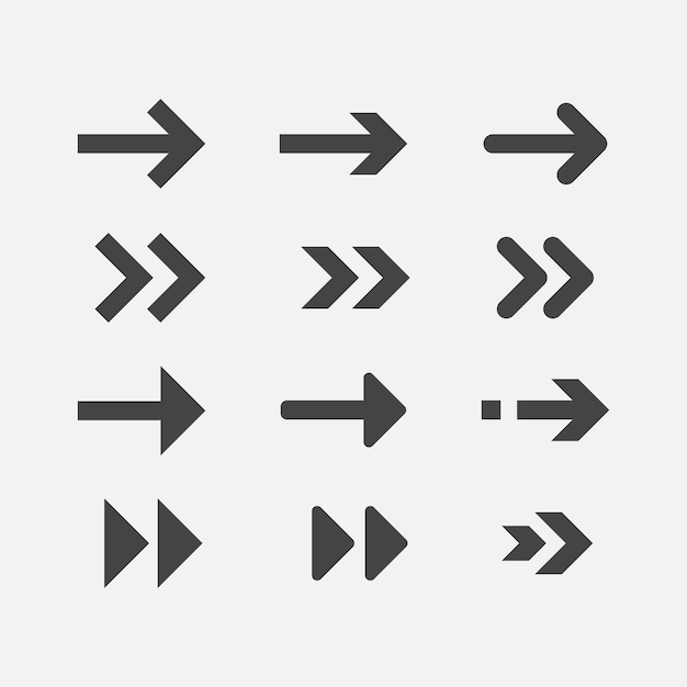 Vector illustratie pijlen zwarte pictogram set vector pijl verzameling van verschillende pijlen pictogrammen