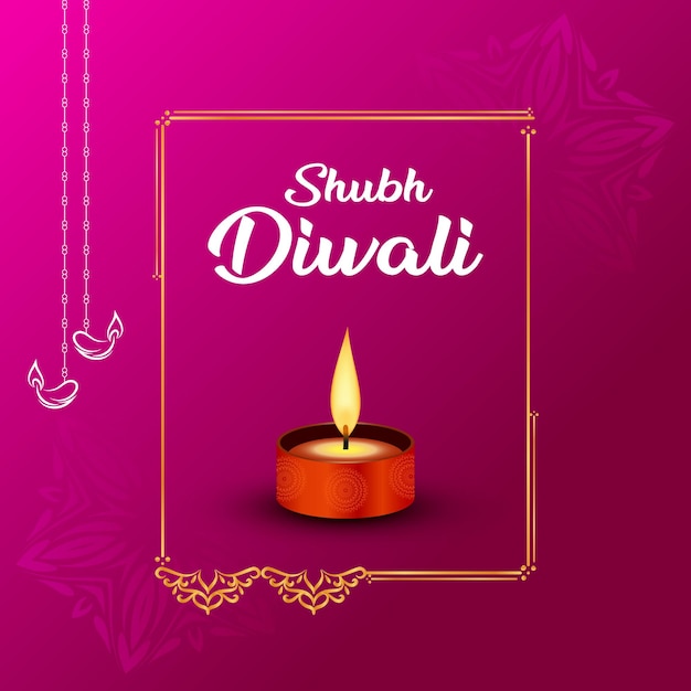 Vector illustratie poster van Happy Diwali met kleurrijke was diya