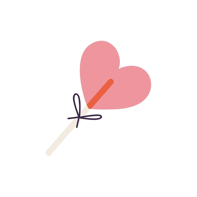 Vector illustratie roze snoep op een stokje in de vorm van een hart happy valentijnsdag symbool