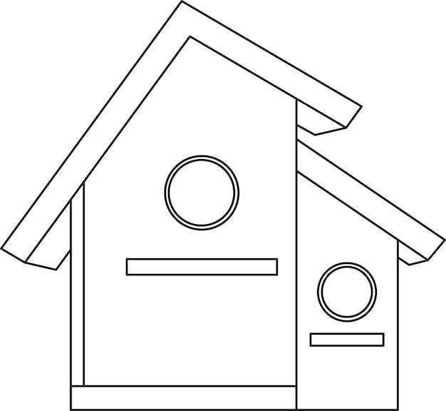 Vector illustratie schattig groen houten vogelhuisje kleine houten huis buren voorjaar illustratie