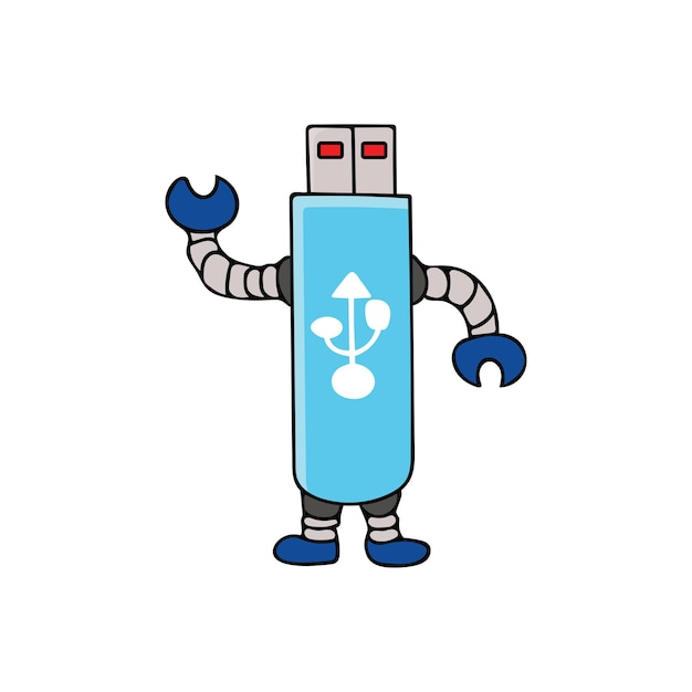 Vector illustratie schattig usb robot terminator