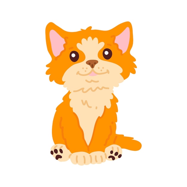 Vector vector illustratie schattige doodle kitten voor digitale postzegel groetekaartjes stickericondesign