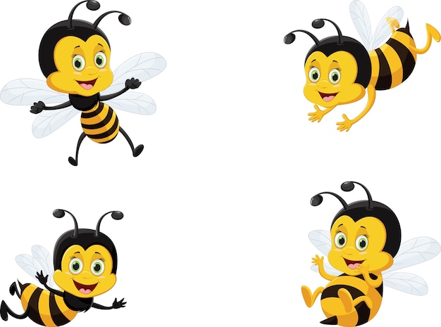 Vector illustratie set van cute cartoon bee