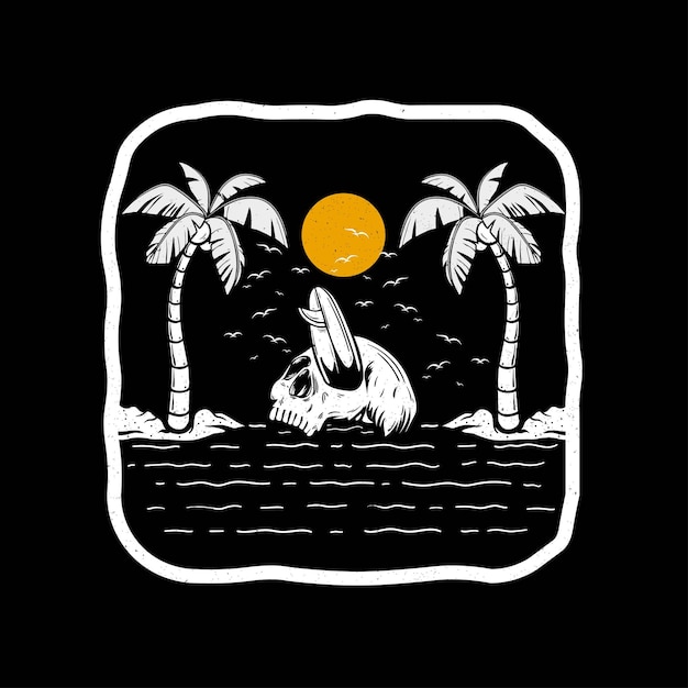 Vector illustratie surf thema schedel voor t-shirts