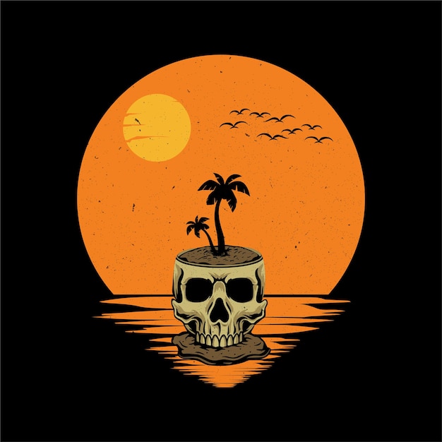 Vector illustratie surf thema schedel voor t-shirts