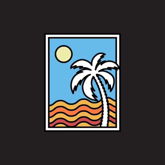 Vector illustratie surfen thema badge ontwerp. Voor t-shirtafdrukken, posters, stickers en ander gebruik