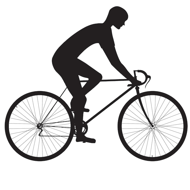 Vector illustratie symbool atleet racefiets Zwart op witte achtergrond