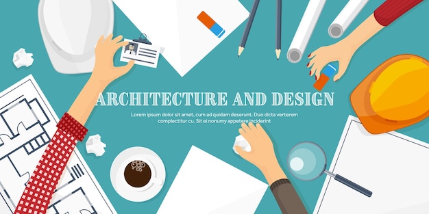Vector illustratie techniek en architectuur tekening bouw architectonisch projectontwerp