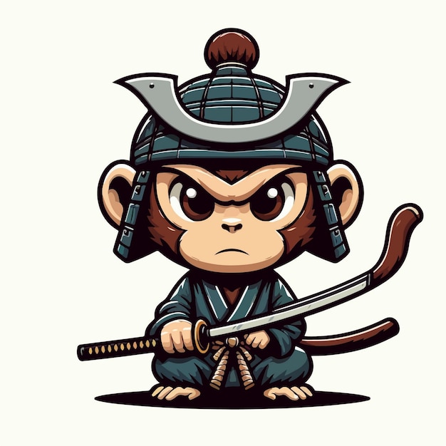 Vector vector illustratie van aap samurai