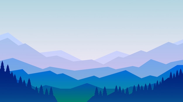 Vector illustratie van bergen en boslandschap