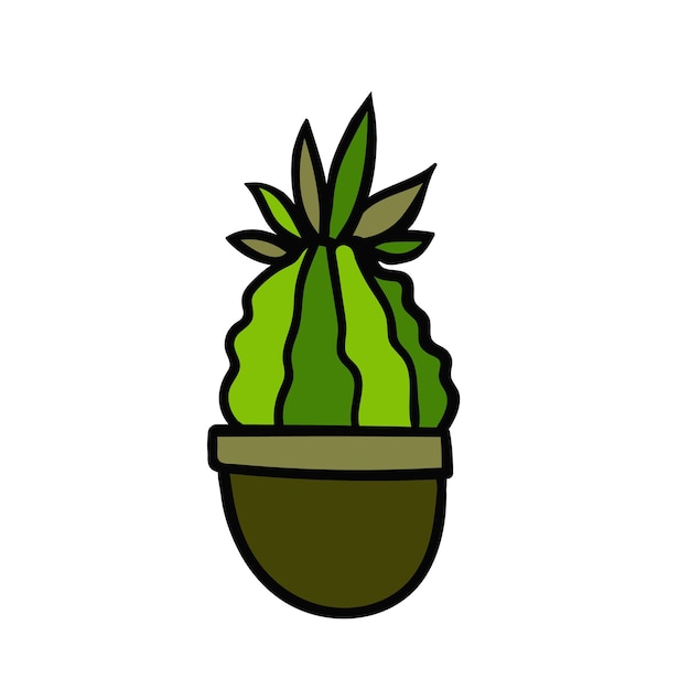 Vector illustratie van cactus in foral pot Kamerplant op witte achtergrond