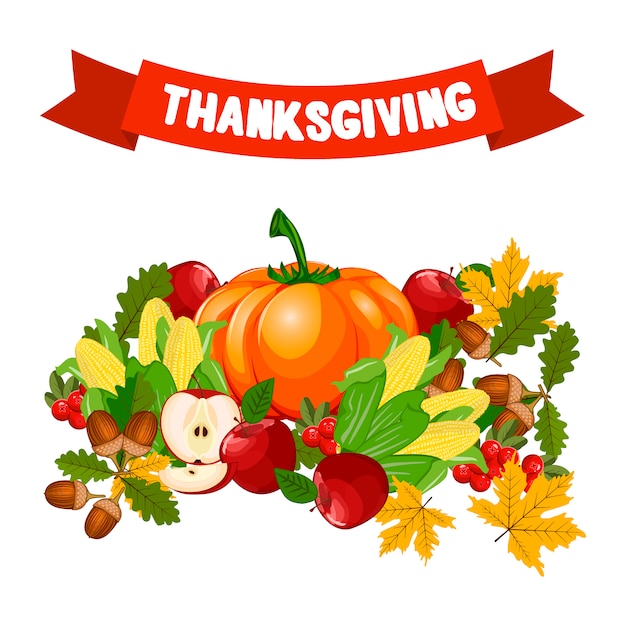 Vector illustratie van een happy thanksgiving celebration design.
