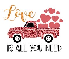 Vector vector illustratie van een vintage vrachtwagen met valentijn harten wenskaartsjabloon
