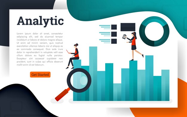 Vector illustratie van gegevensanalyse en bedrijfsinformatieonderzoek