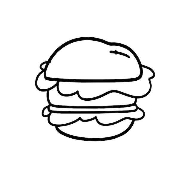 Vector illustratie van hand getrokken hamburger schets voor kleuren doodle kunststijl