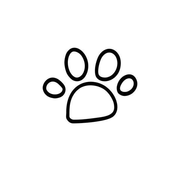 Vector illustratie van handgetekende paw doodle art