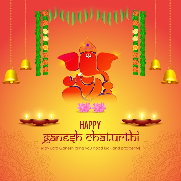 Vector illustratie van Happy Ganesh Chaturthi social media story feed mockup sjabloon