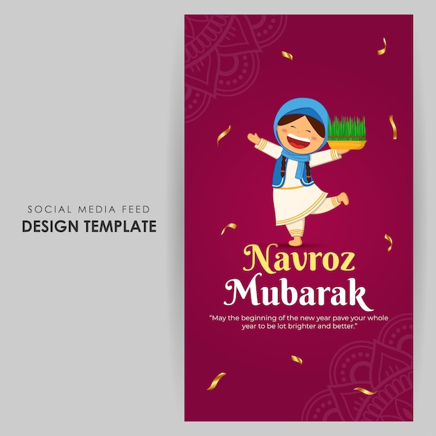 Vector illustratie van Happy Parsi New Year sociale media feed sjabloon