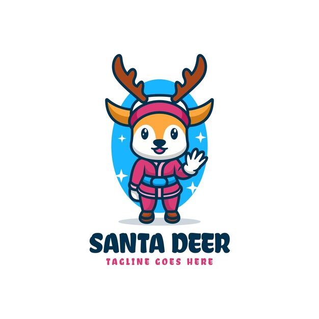 Vector-illustratie van het logo Santa Deer Mascot Cartoon Style